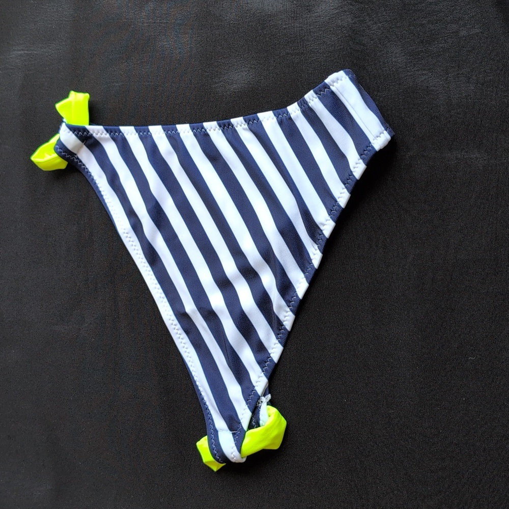 Navy and White Striped Swim Bottoms - Picture 3 of 4